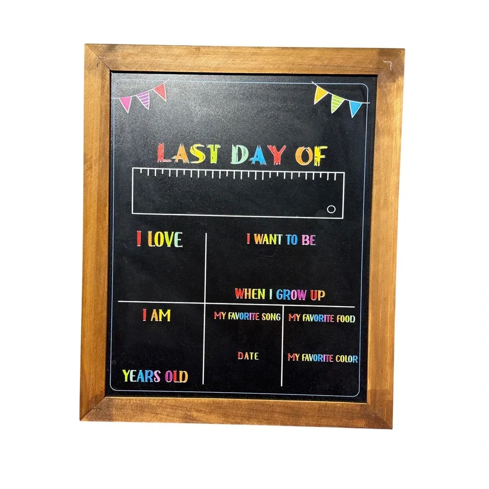 First Day Last Day School Memory Chalkboard Wooden Frame Photo Prop